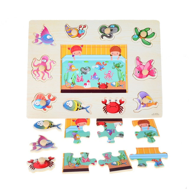 Wooden Peg Puzzles (choose from farm, alphabet, shapes, sealife)